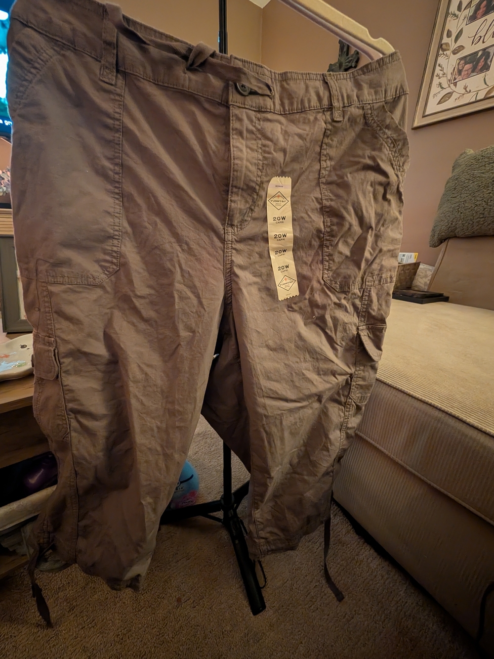 St. John's Bay Plus Cargo Capri Pants Brown 20W NWT